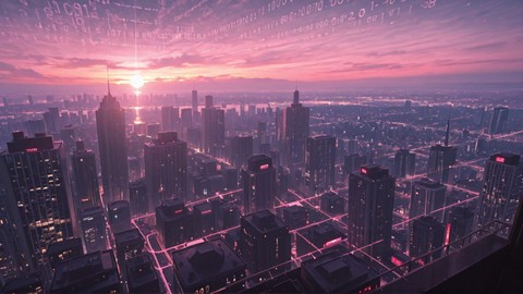 Pink Sunset City Vibe smartphone wallpaper free download, vertical 9:16 format, Pink, Sunset, City, Winter 001