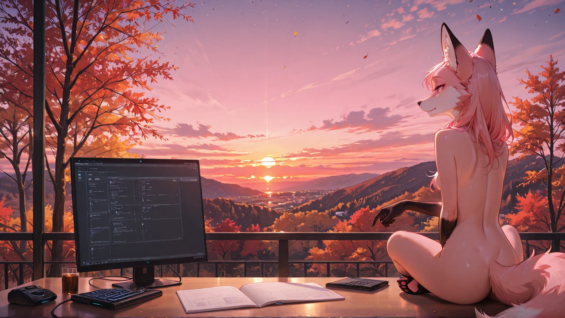 Pink Sunset Sky Vibe smartphone wallpaper free download, vertical 16:9 format, Pink, Sunset, Sky, Autumn