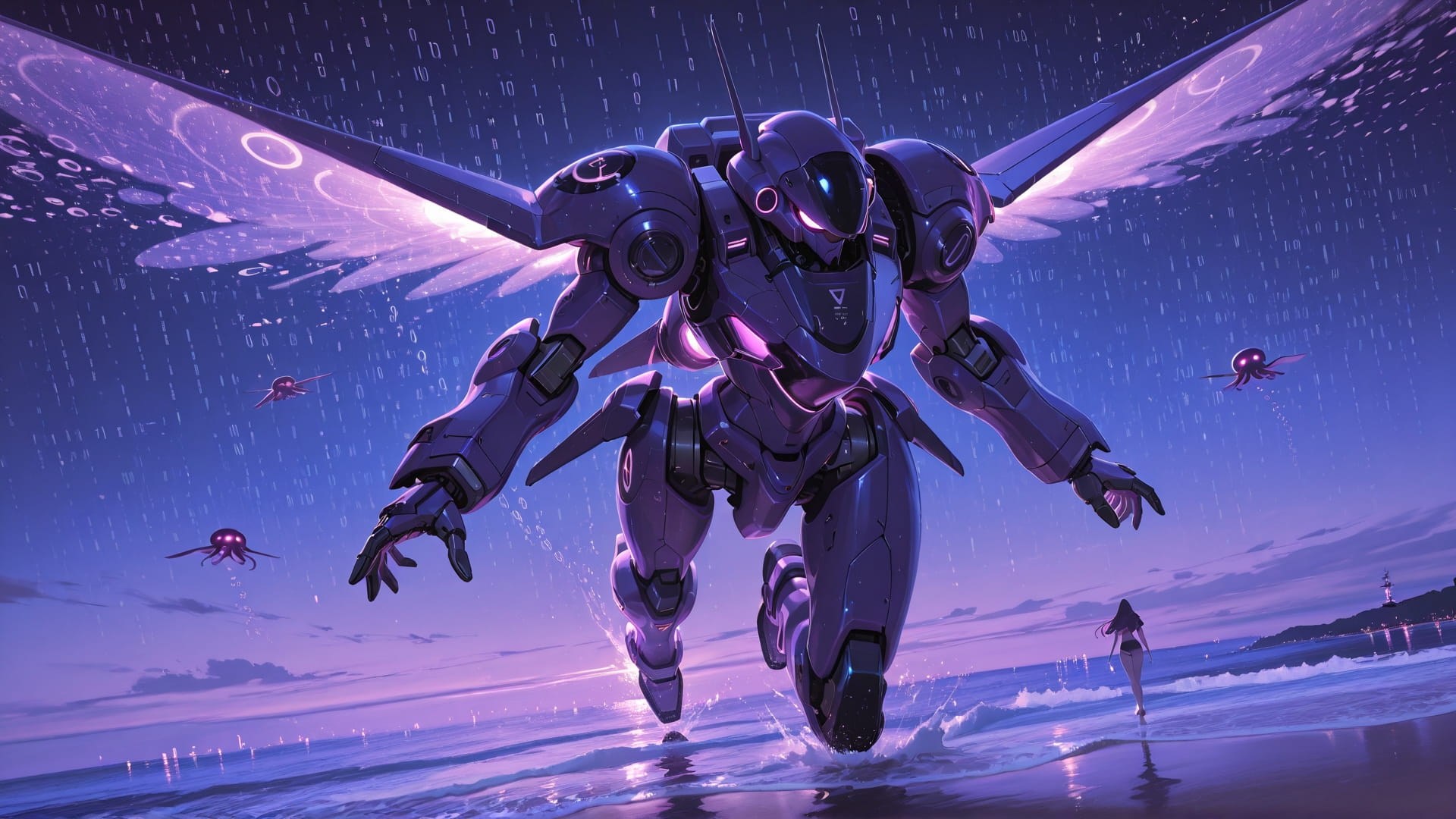 Purple Night Sea Vibe smartphone wallpaper free download, vertical 16:9 format, Purple, Night, Sea, Summer