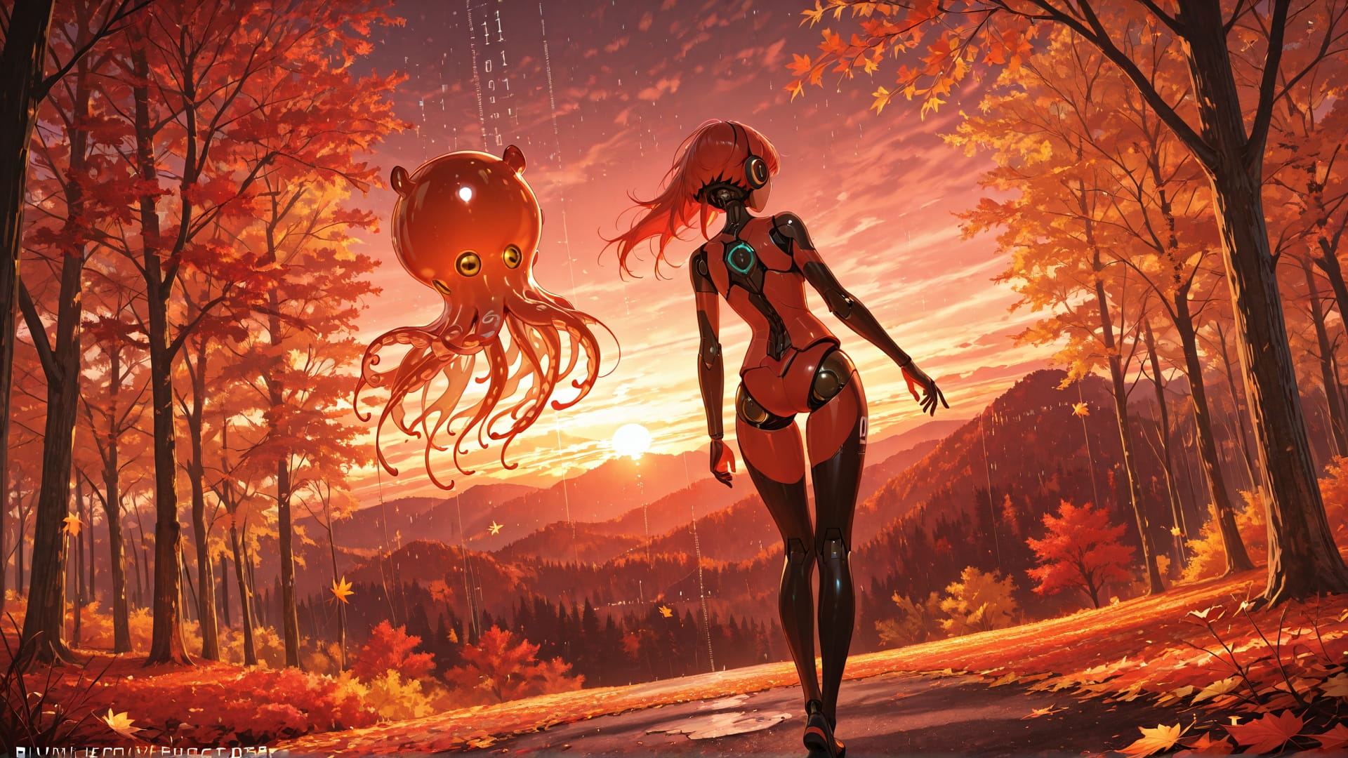 Red Sunset Nature Vibe smartphone wallpaper free download, vertical 16:9 format, Red, Sunset, Nature, Autumn