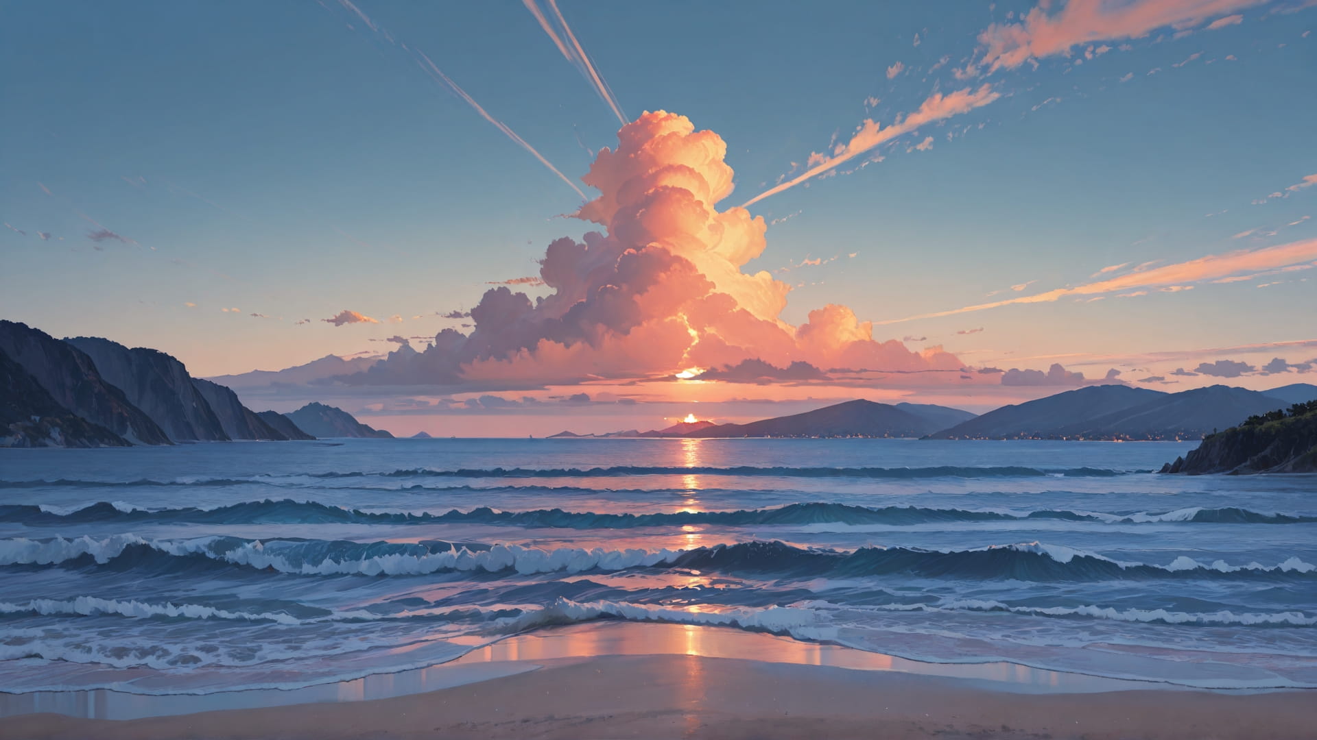 Blue Afternoon Sky Volcano smartphone wallpaper free download, vertical 16:9 format, Blue, Afternoon, Sky, Spring 001