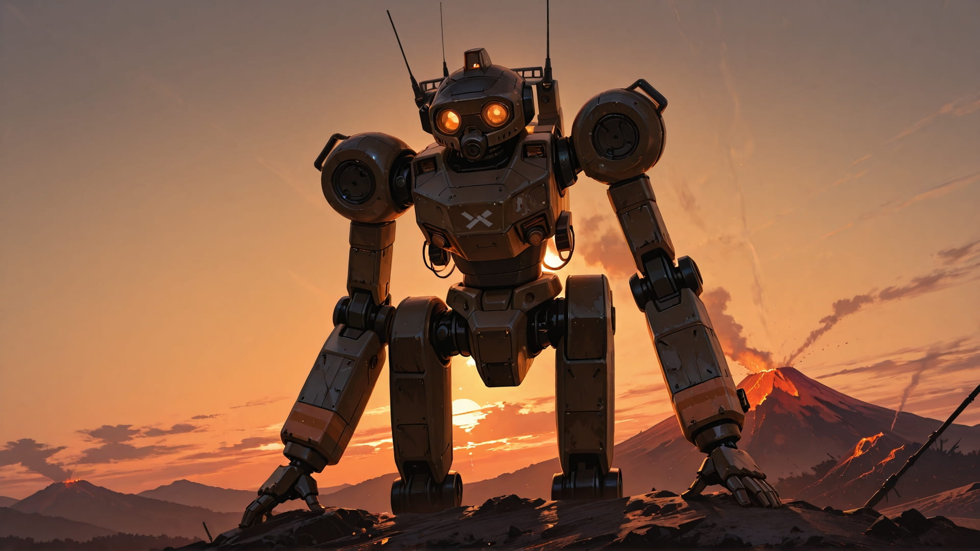 Brown Sunset Sky Volcano smartphone wallpaper free download, vertical 16:9 format, Brown, Sunset, Sky, Summer