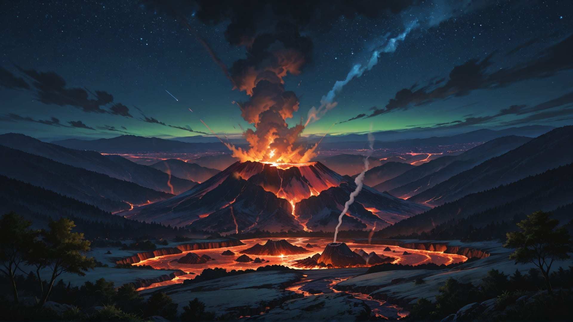 Green Afternoon Nature Volcano smartphone wallpaper free download, vertical 16:9 format, Green, Afternoon, Nature, Summer 001