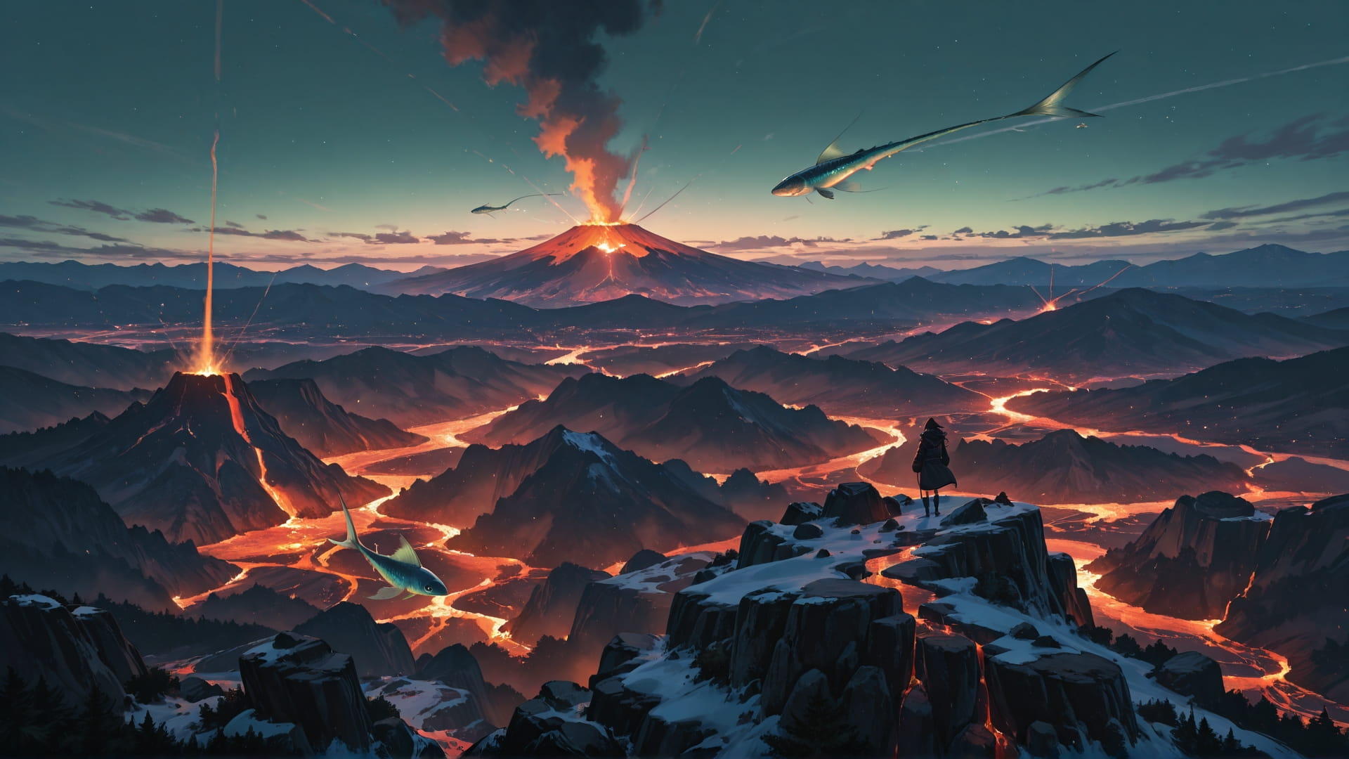 Green Afternoon Sky Volcano smartphone wallpaper free download, vertical 16:9 format, Green, Afternoon, Sky, Winter