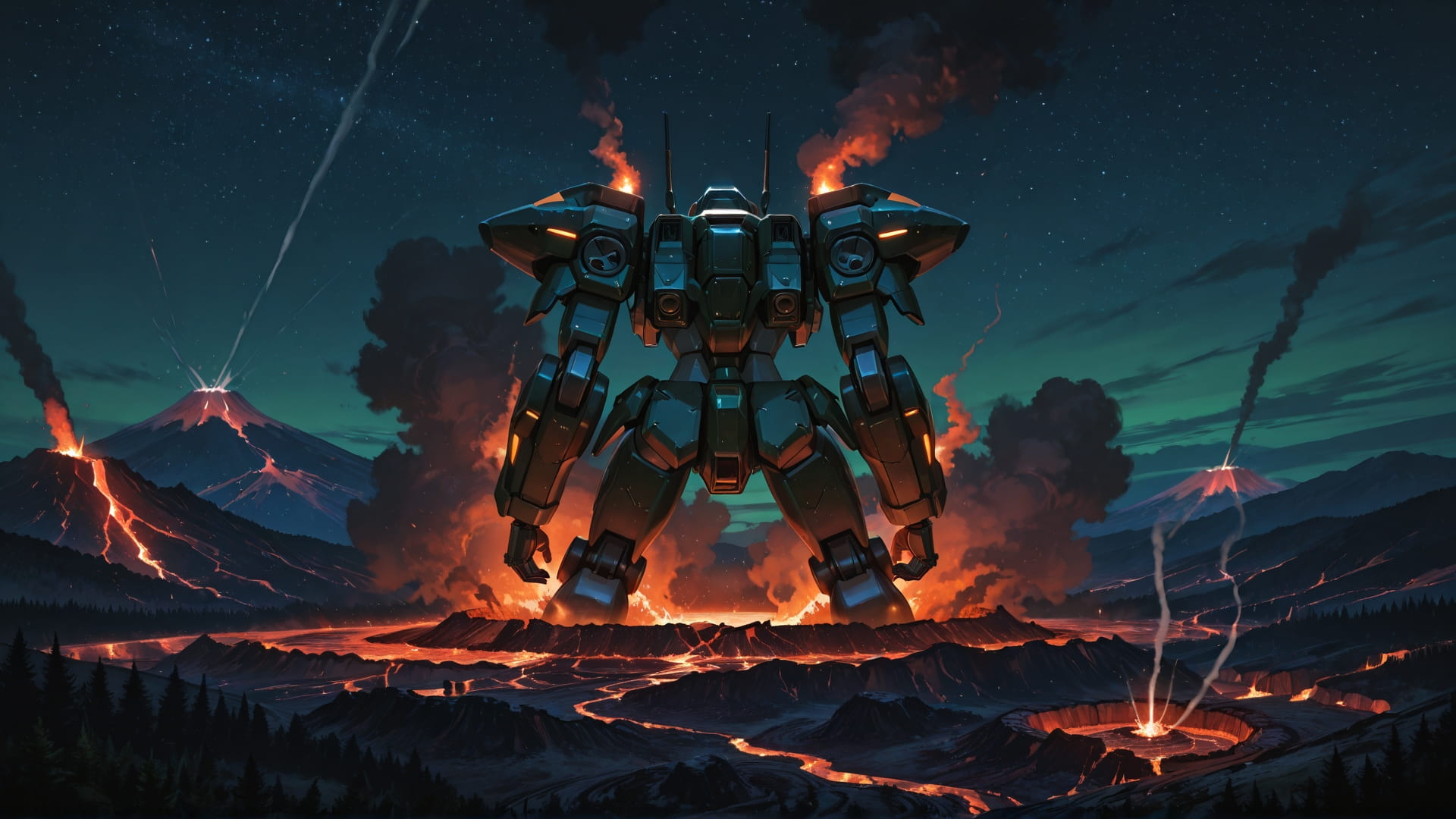 Green Night Nature Volcano smartphone wallpaper free download, vertical 16:9 format, Green, Night, Nature, Spring