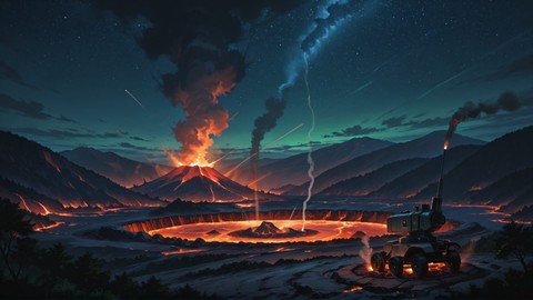 Green Night Nature Volcano smartphone wallpaper free download, vertical 9:16 format, Green, Night, Nature, Summer