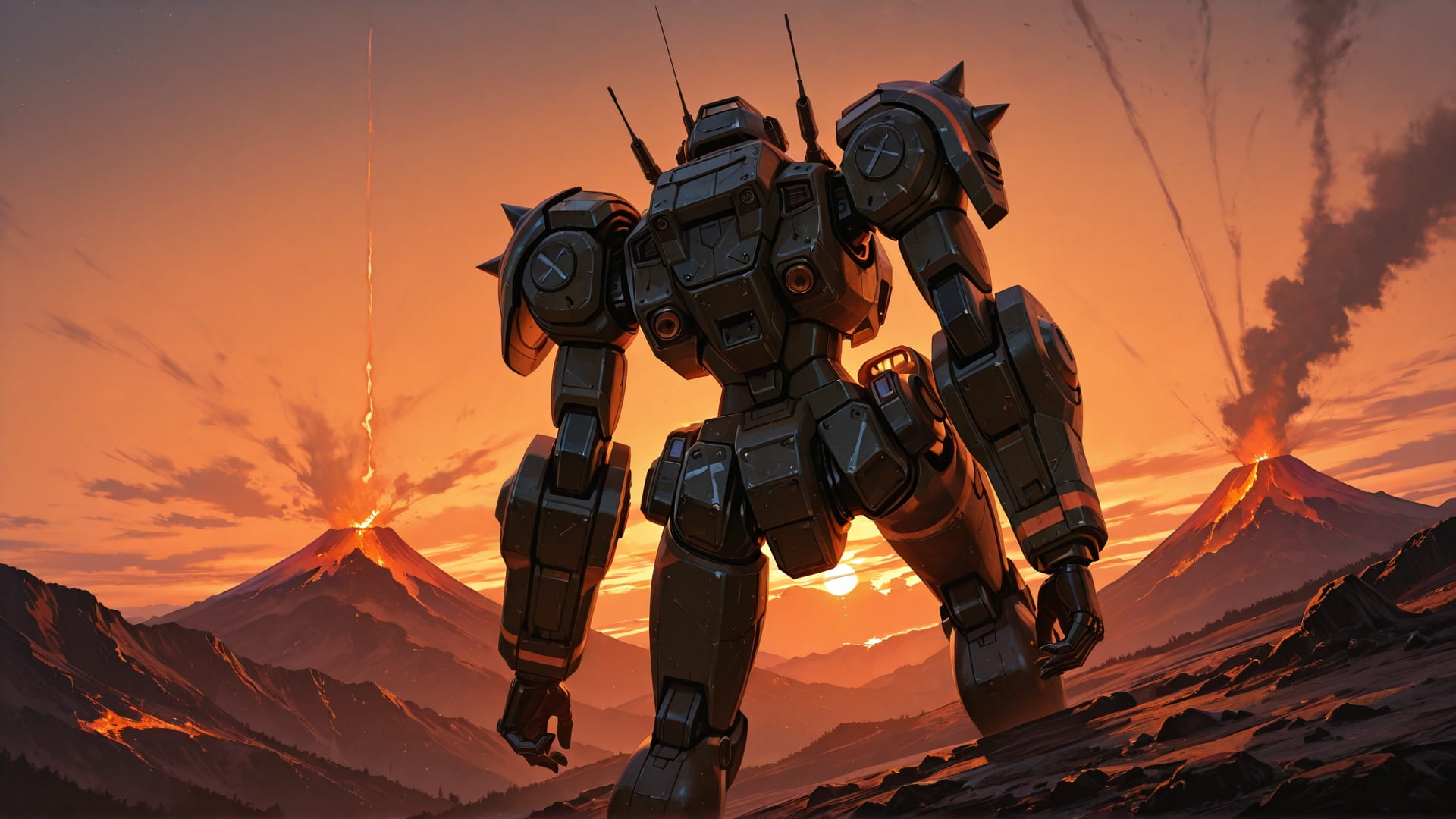 Orange Sunset Mountain Volcano smartphone wallpaper free download, vertical 16:9 format, Orange, Sunset, Mountain, Summer