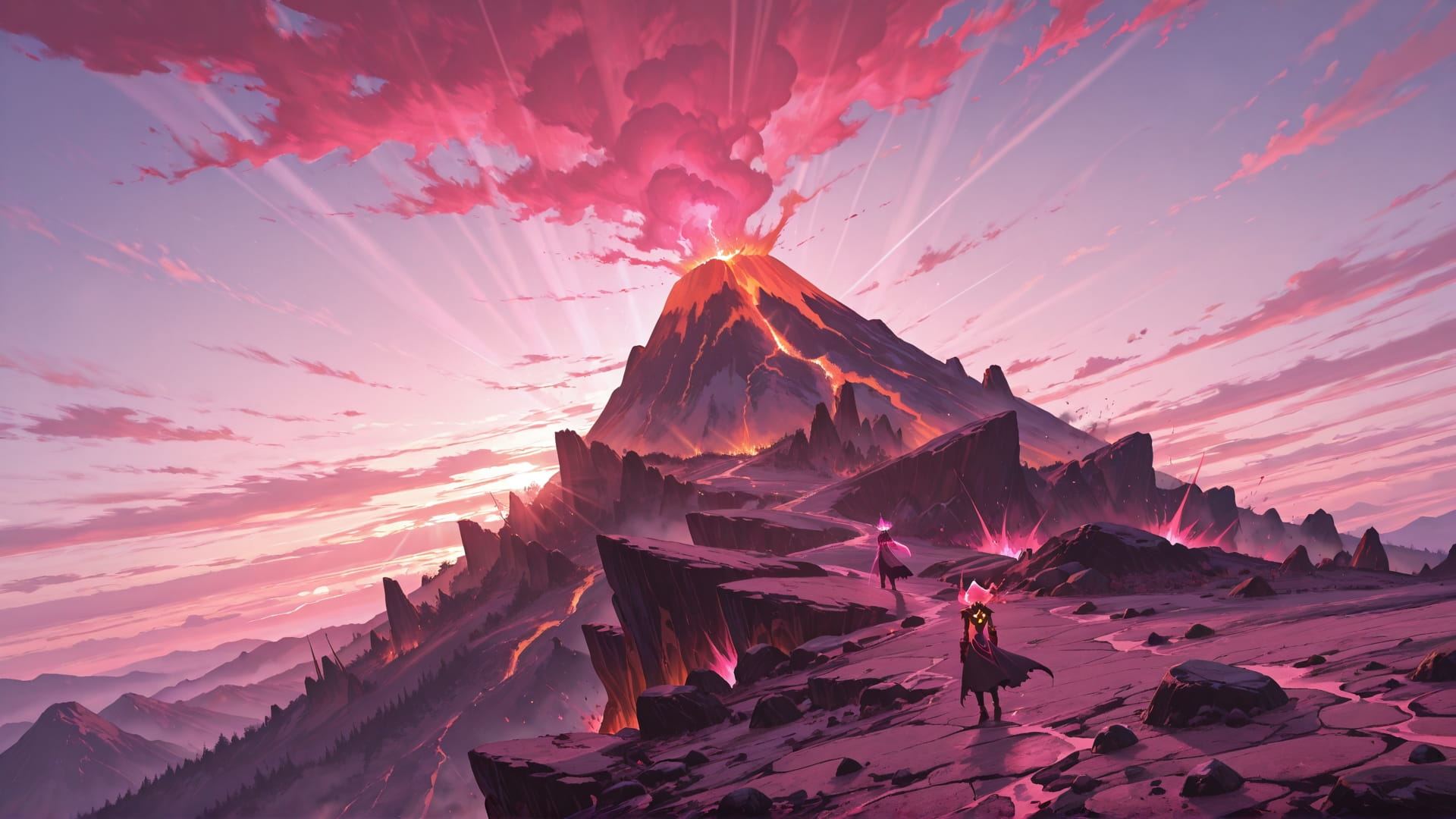 Pink Afternoon Sky Volcano smartphone wallpaper free download, vertical 16:9 format, Pink, Afternoon, Sky, Spring 001
