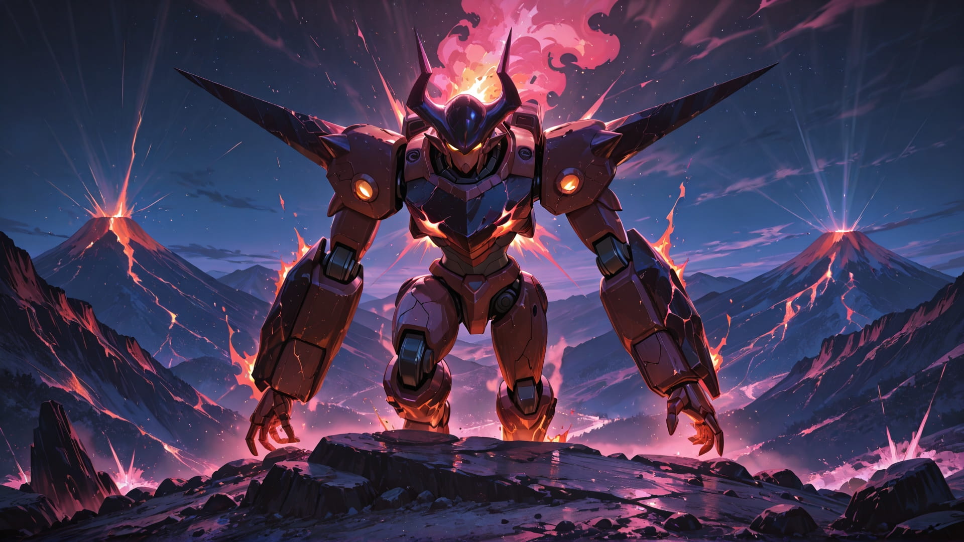 Pink Night Mountain Volcano smartphone wallpaper free download, vertical 16:9 format, Pink, Night, Mountain, Summer