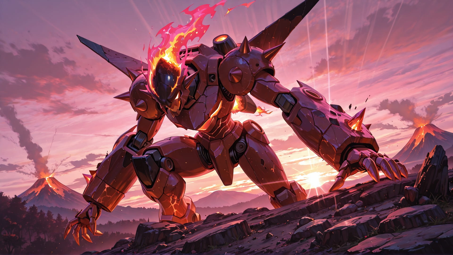 Pink Sunset Nature Volcano smartphone wallpaper free download, vertical 16:9 format, Pink, Sunset, Nature, Summer