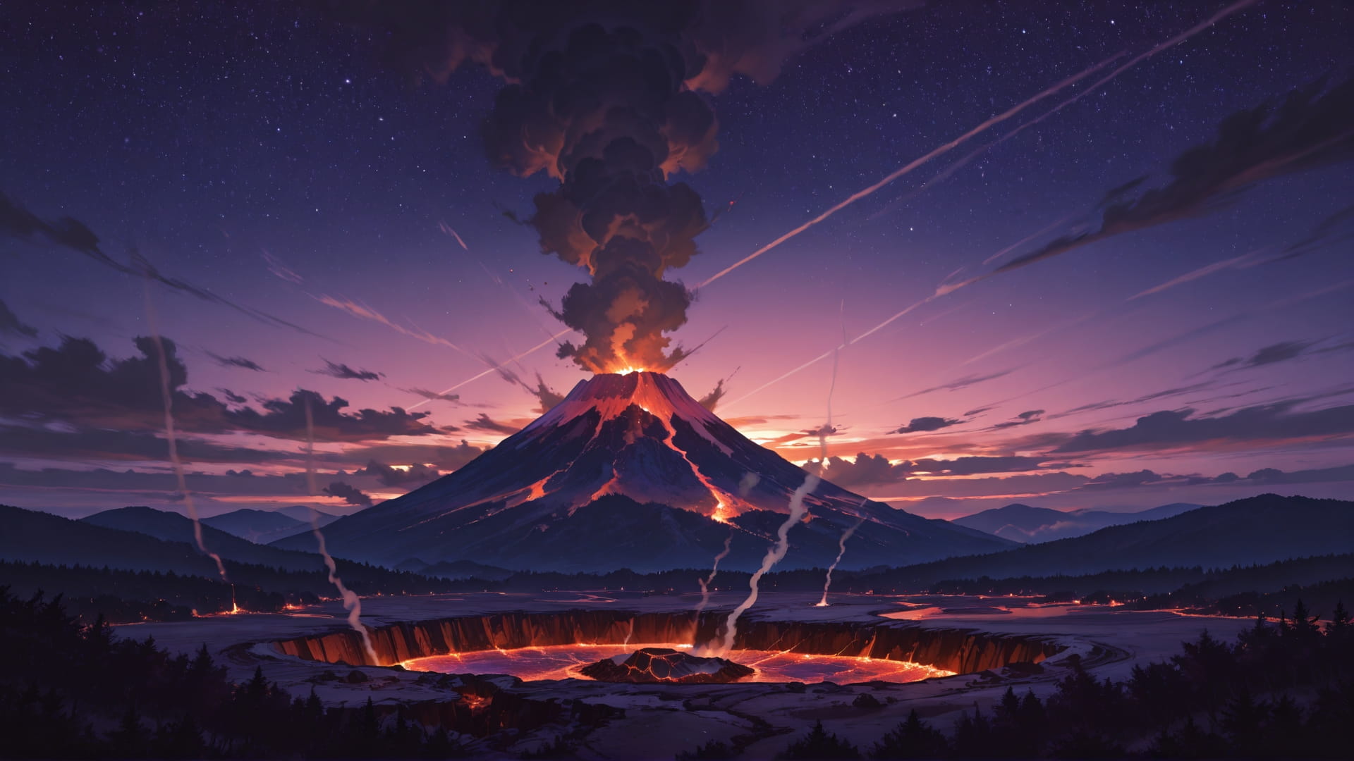 Purple Sunset Nature Volcano smartphone wallpaper free download, vertical 16:9 format, Purple, Sunset, Nature, Summer