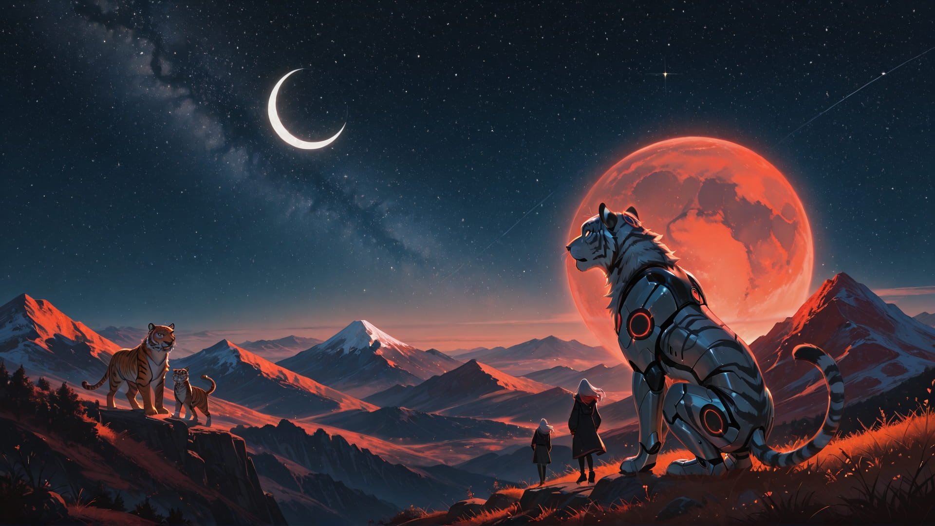 Orange Afternoon Mountain WaningCrescent smartphone wallpaper free download, vertical 16:9 format, Orange, Afternoon, Mountain, Spring