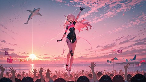 Pink Sunset Sea WorldCup2026 smartphone wallpaper free download, vertical 16:9 format, Pink, Sunset, Sea, Spring