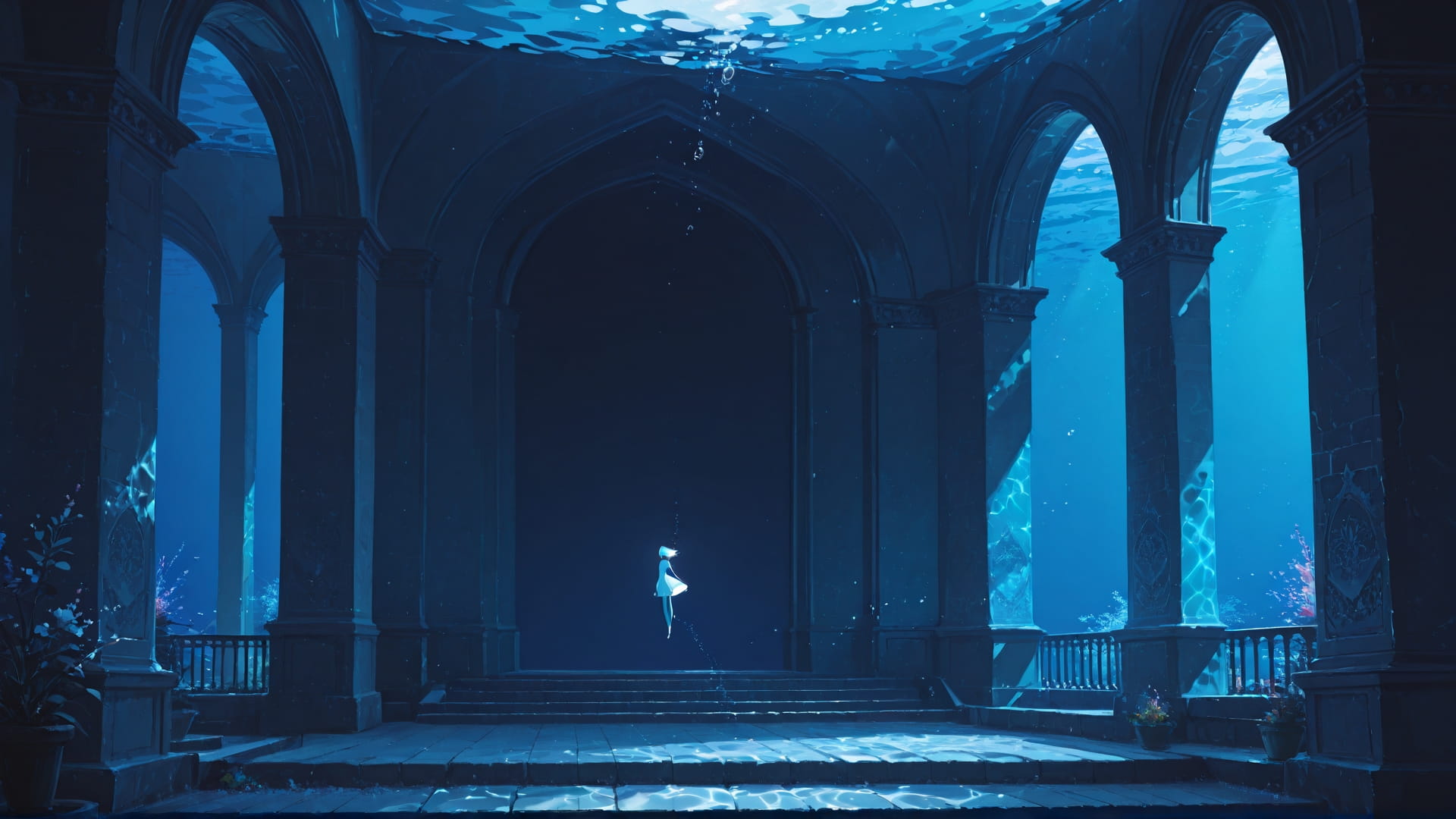 Blue Night Sea Zenith smartphone wallpaper free download, vertical 16:9 format, Blue, Night, Sea, Spring 001