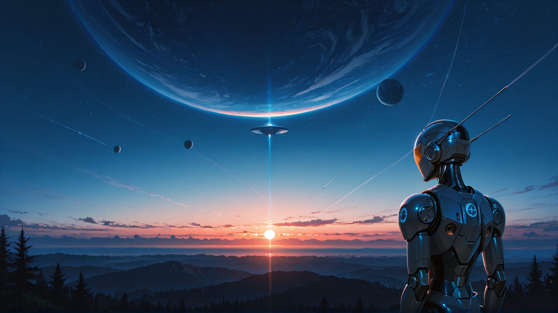 Blue Sunset Nature Zenith smartphone wallpaper free download, vertical 16:9 format, Blue, Sunset, Nature, Summer