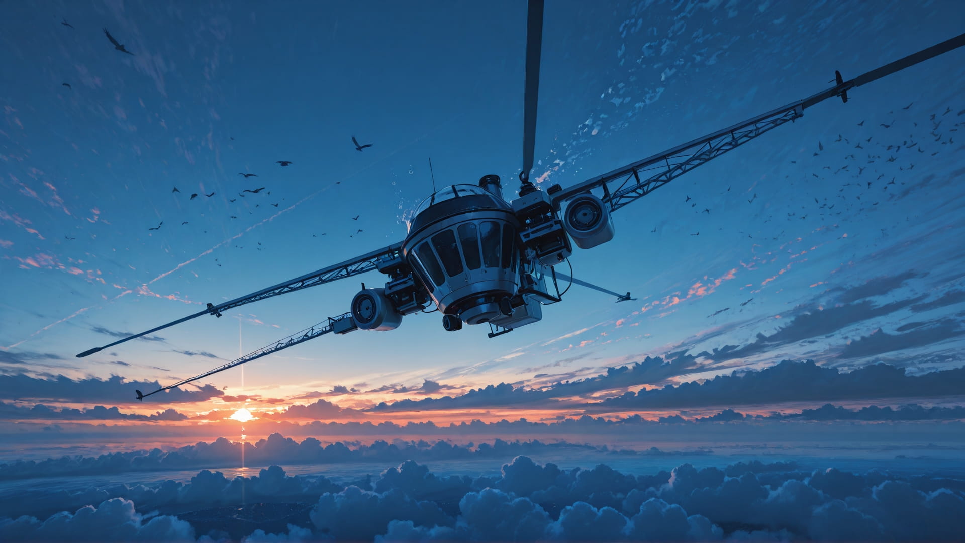 Blue Sunset Sea Zenith smartphone wallpaper free download, vertical 16:9 format, Blue, Sunset, Sea, Autumn