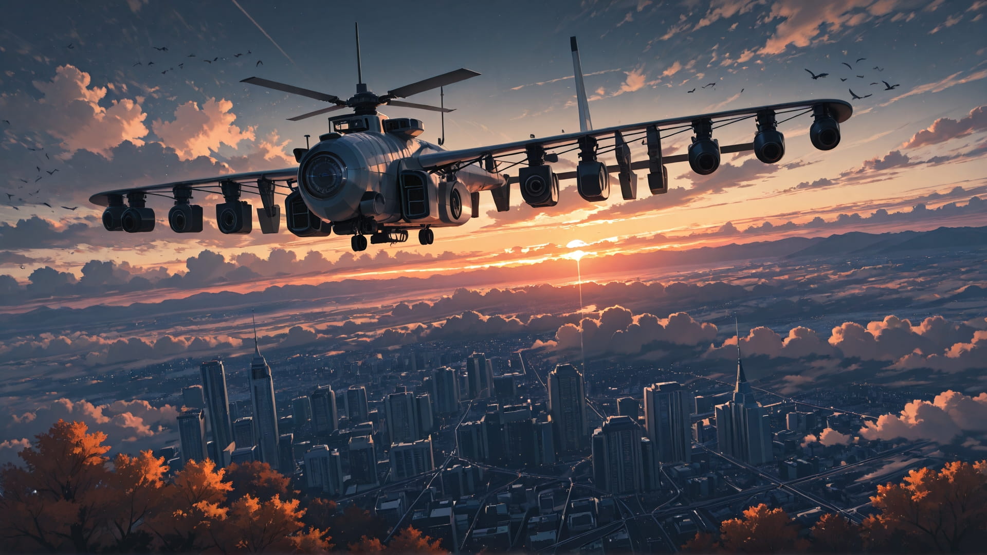 Brown Sunset City Zenith smartphone wallpaper free download, vertical 16:9 format, Brown, Sunset, City, Autumn