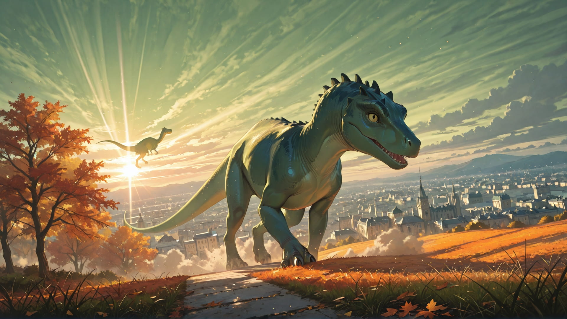 Green Afternoon City Zenith smartphone wallpaper free download, vertical 16:9 format, Green, Afternoon, City, Autumn