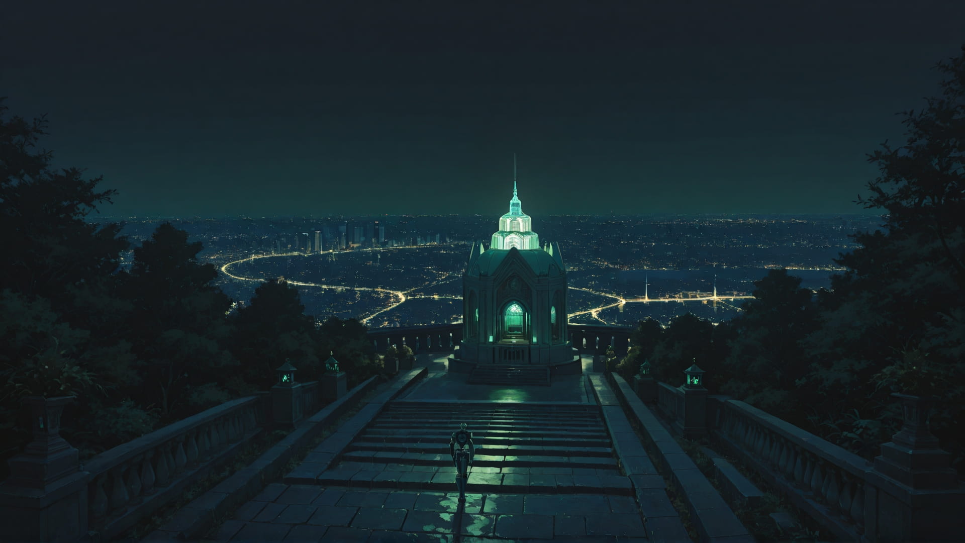 Green Night City Zenith smartphone wallpaper free download, vertical 16:9 format, Green, Night, City, Spring