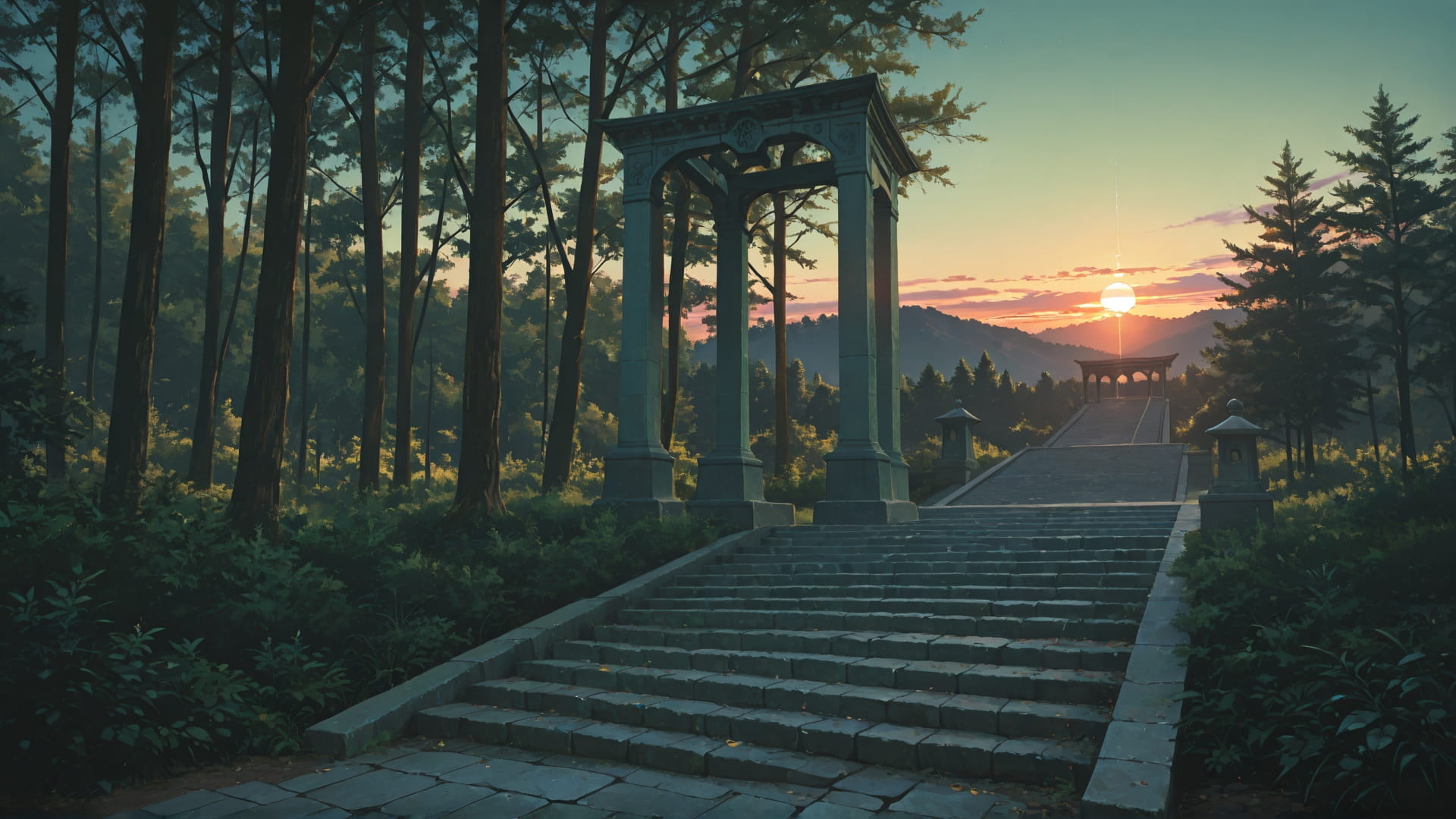 Green Sunset Nature Zenith smartphone wallpaper free download, vertical 16:9 format, Green, Sunset, Nature, Summer 001