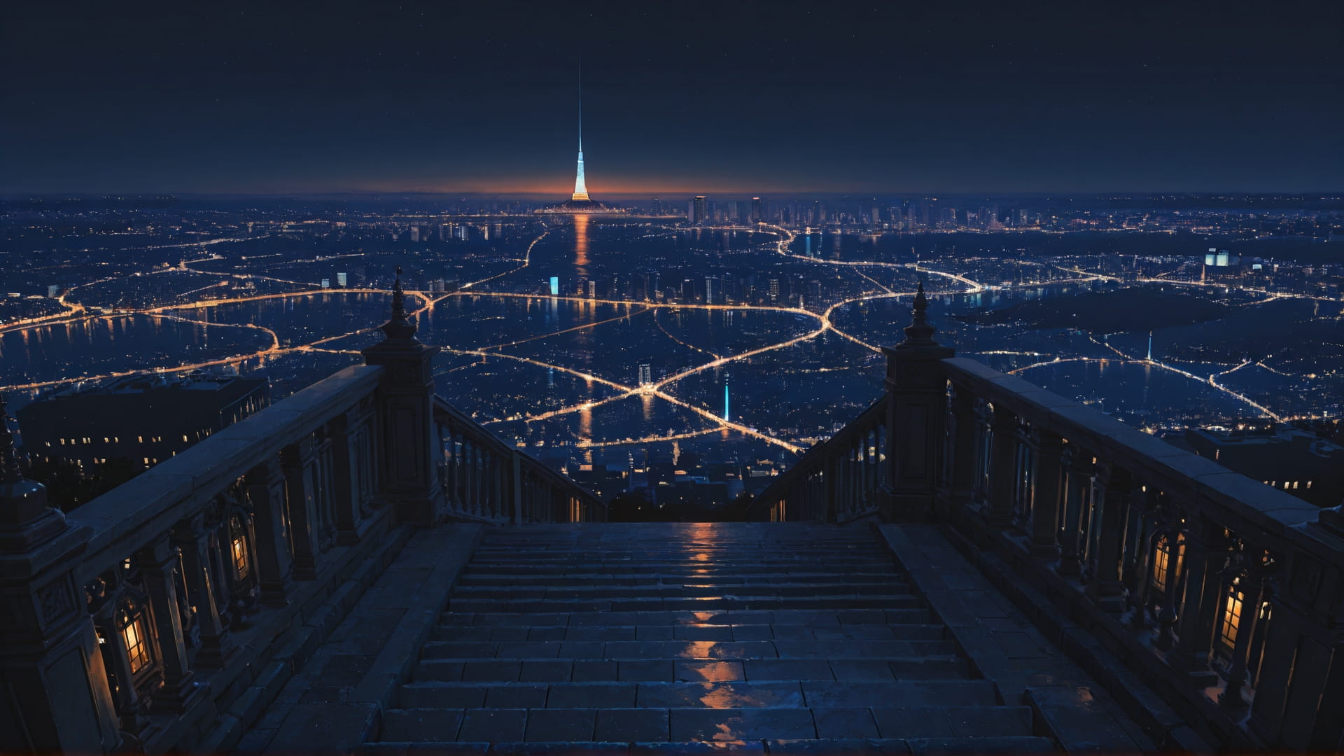 Orange Night City Zenith smartphone wallpaper free download, vertical 16:9 format, Orange, Night, City, Summer 002