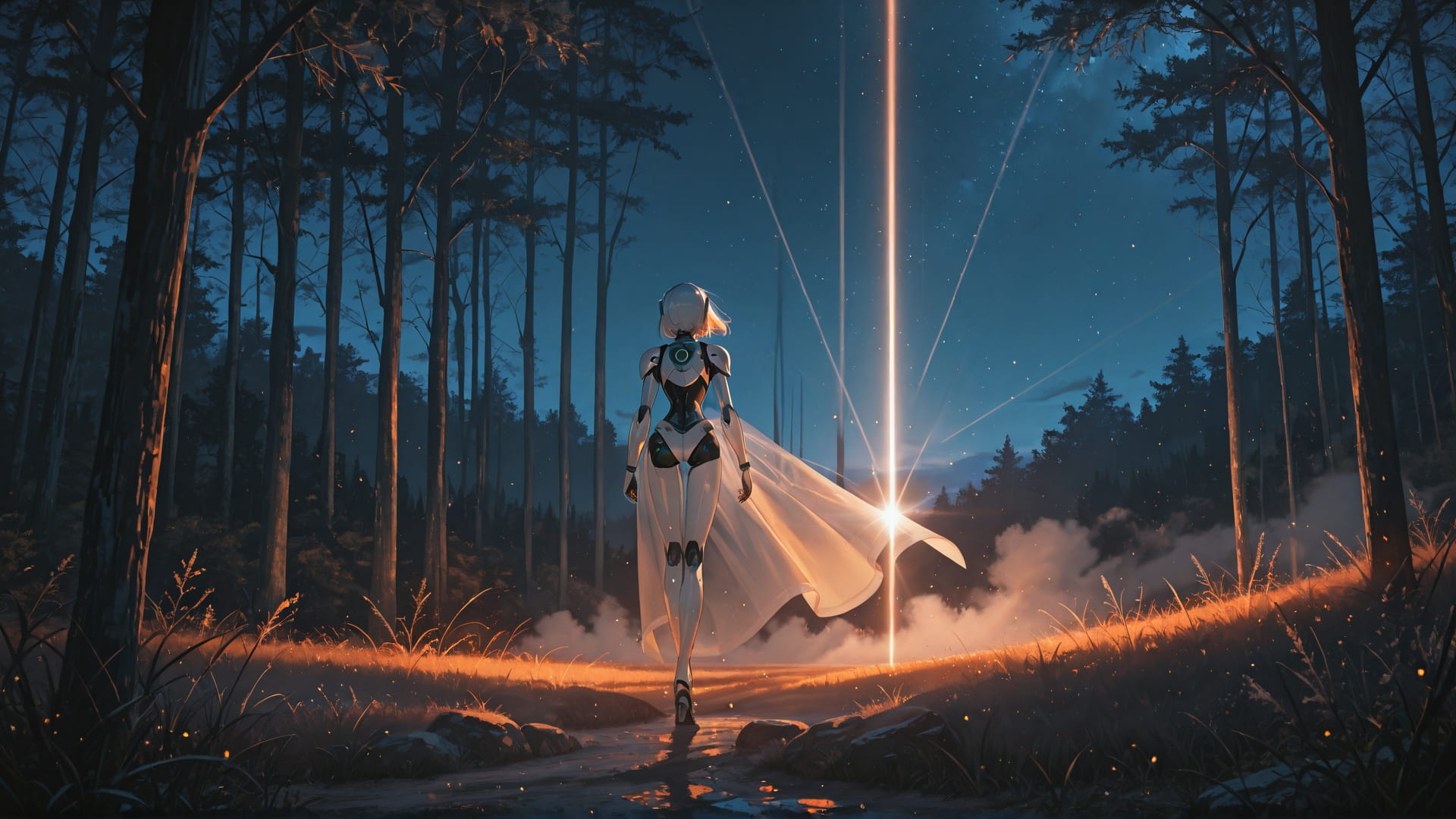 Orange Night Nature Zenith smartphone wallpaper free download, vertical 16:9 format, Orange, Night, Nature, Spring