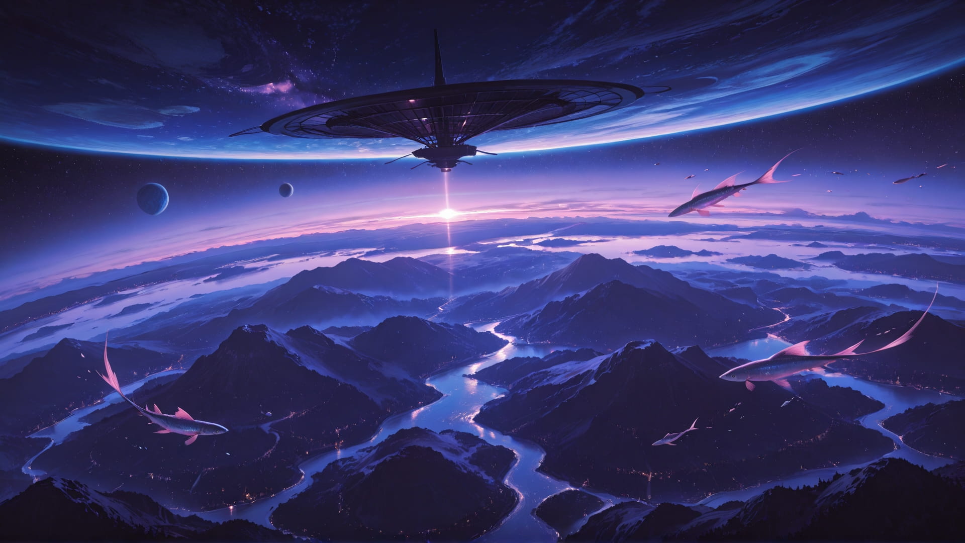 Purple Afternoon Sea Zenith smartphone wallpaper free download, vertical 16:9 format, Purple, Afternoon, Sea, Summer