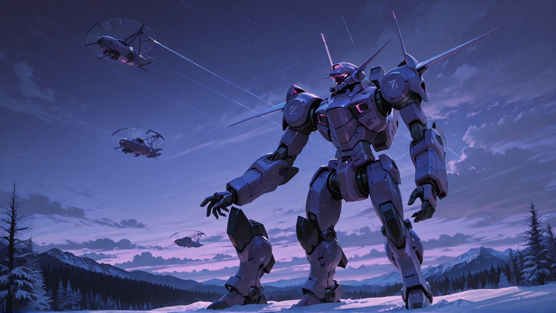 Purple Night Nature Zenith smartphone wallpaper free download, vertical 16:9 format, Purple, Night, Nature, Winter