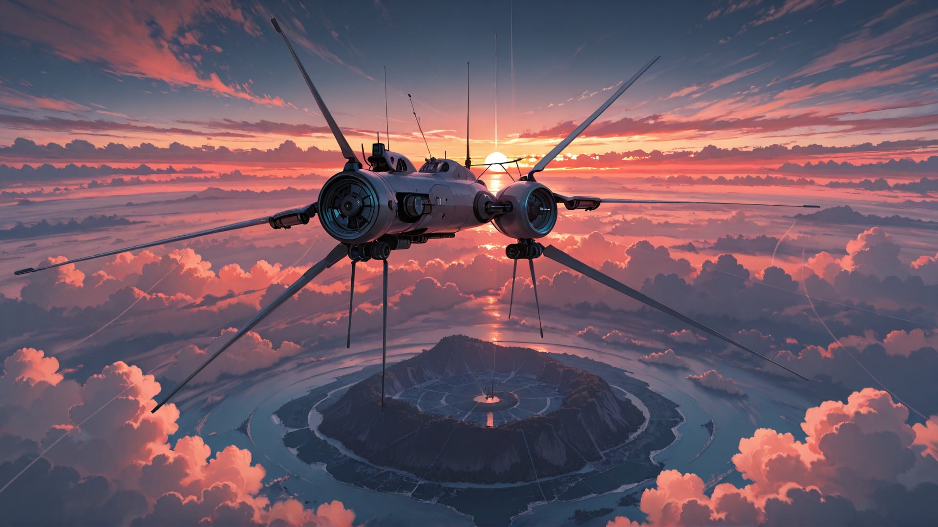 Red Sunset Sea Zenith smartphone wallpaper free download, vertical 16:9 format, Red, Sunset, Sea, Spring