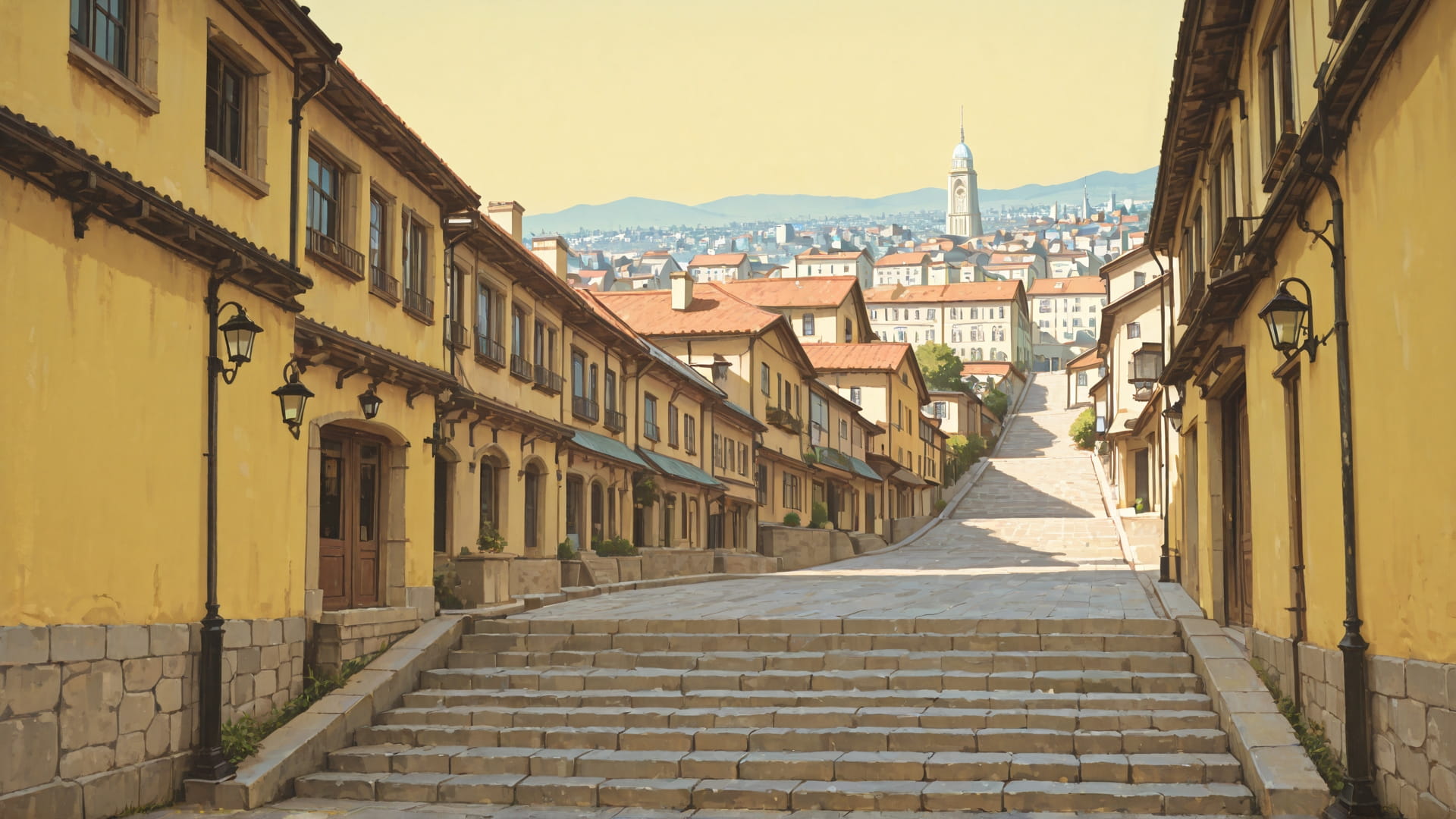 Yellow Afternoon City Zenith smartphone wallpaper free download, vertical 16:9 format, Yellow, Afternoon, City, Summer 001