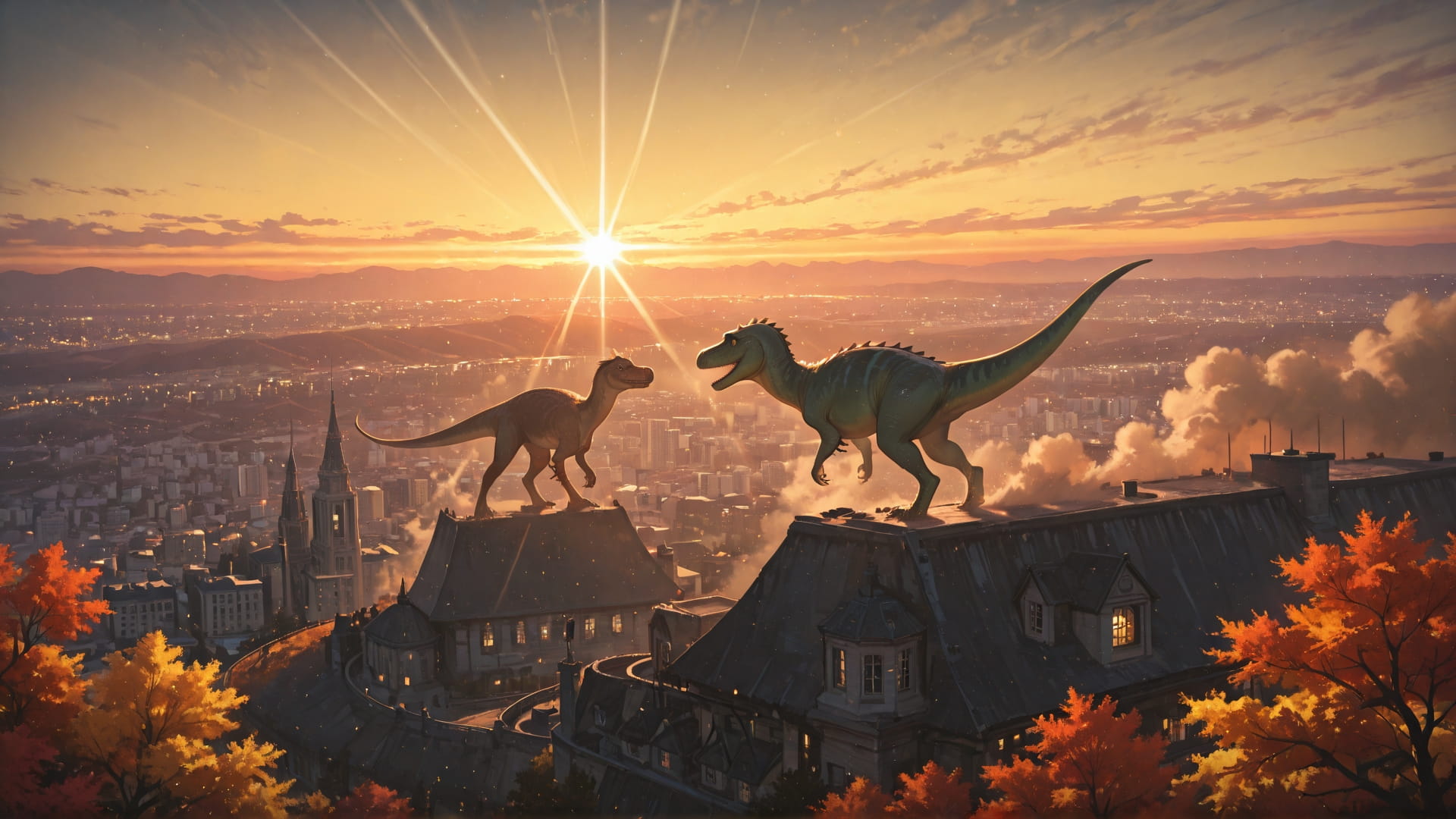 Yellow Sunset City Zenith smartphone wallpaper free download, vertical 16:9 format, Yellow, Sunset, City, Autumn