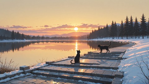 Yellow Sunset Sea Zenith smartphone wallpaper free download, vertical 9:16 format, Yellow, Sunset, Sea, Winter