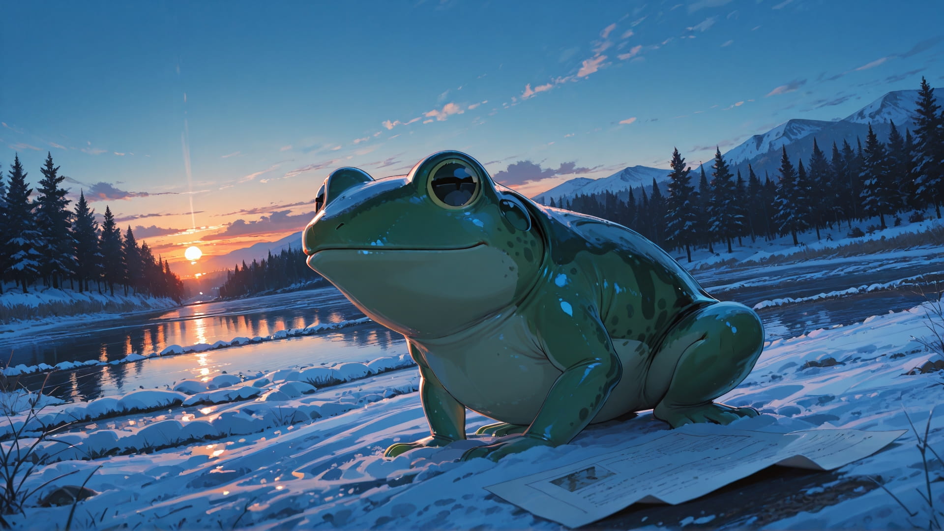 Blue Sunset Sea Zinegeist smartphone wallpaper free download, vertical 16:9 format, Blue, Sunset, Sea, Winter