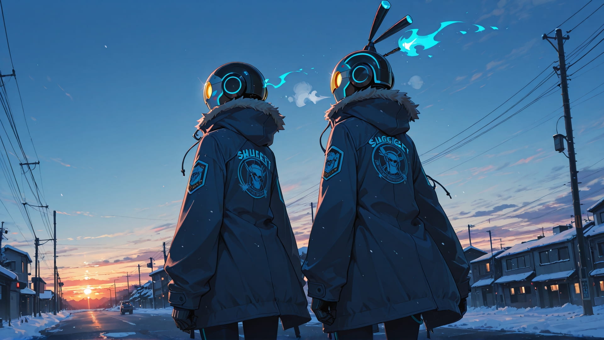 Blue Sunset Sky Zinegeist smartphone wallpaper free download, vertical 16:9 format, Blue, Sunset, Sky, Winter