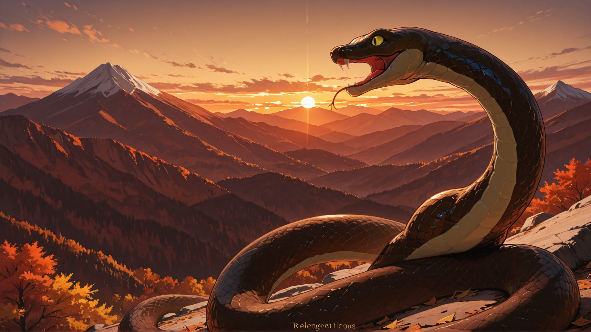 Brown Sunset Mountain Zinegeist smartphone wallpaper free download, vertical 16:9 format, Brown, Sunset, Mountain, Autumn