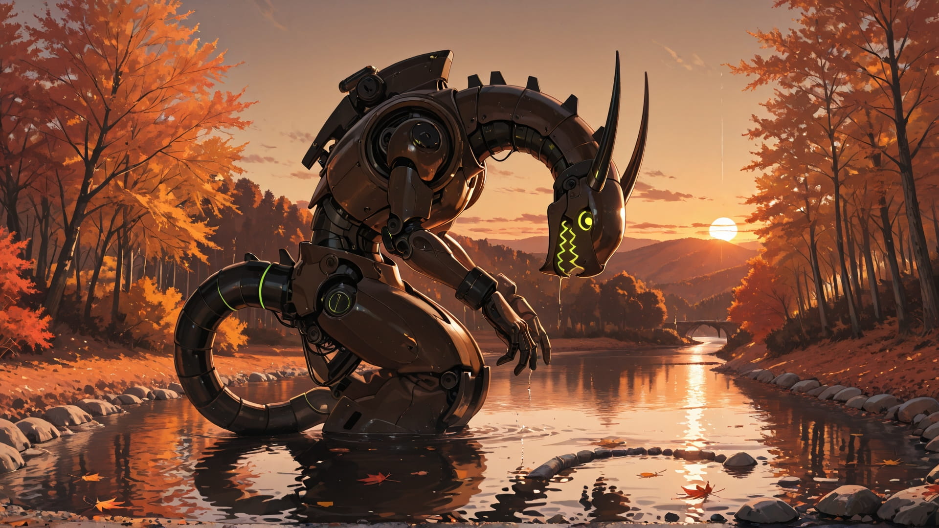 Brown Sunset Sea Zinegeist smartphone wallpaper free download, vertical 16:9 format, Brown, Sunset, Sea, Autumn