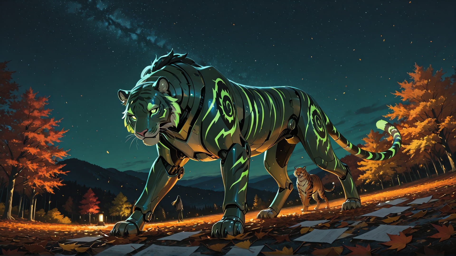 Green Night Sky Zinegeist smartphone wallpaper free download, vertical 16:9 format, Green, Night, Sky, Autumn