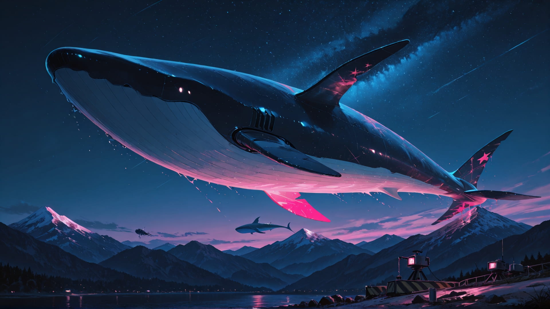 Pink Night Mountain Zinegeist smartphone wallpaper free download, vertical 16:9 format, Pink, Night, Mountain, Summer