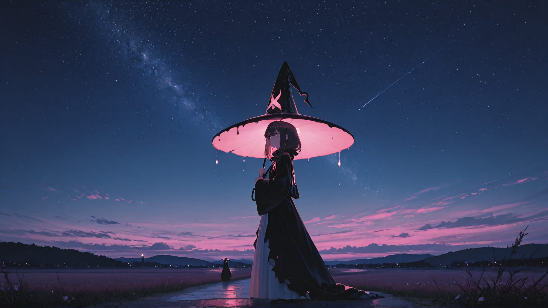 Pink Night Sky Zinegeist smartphone wallpaper free download, vertical 16:9 format, Pink, Night, Sky, Spring 001