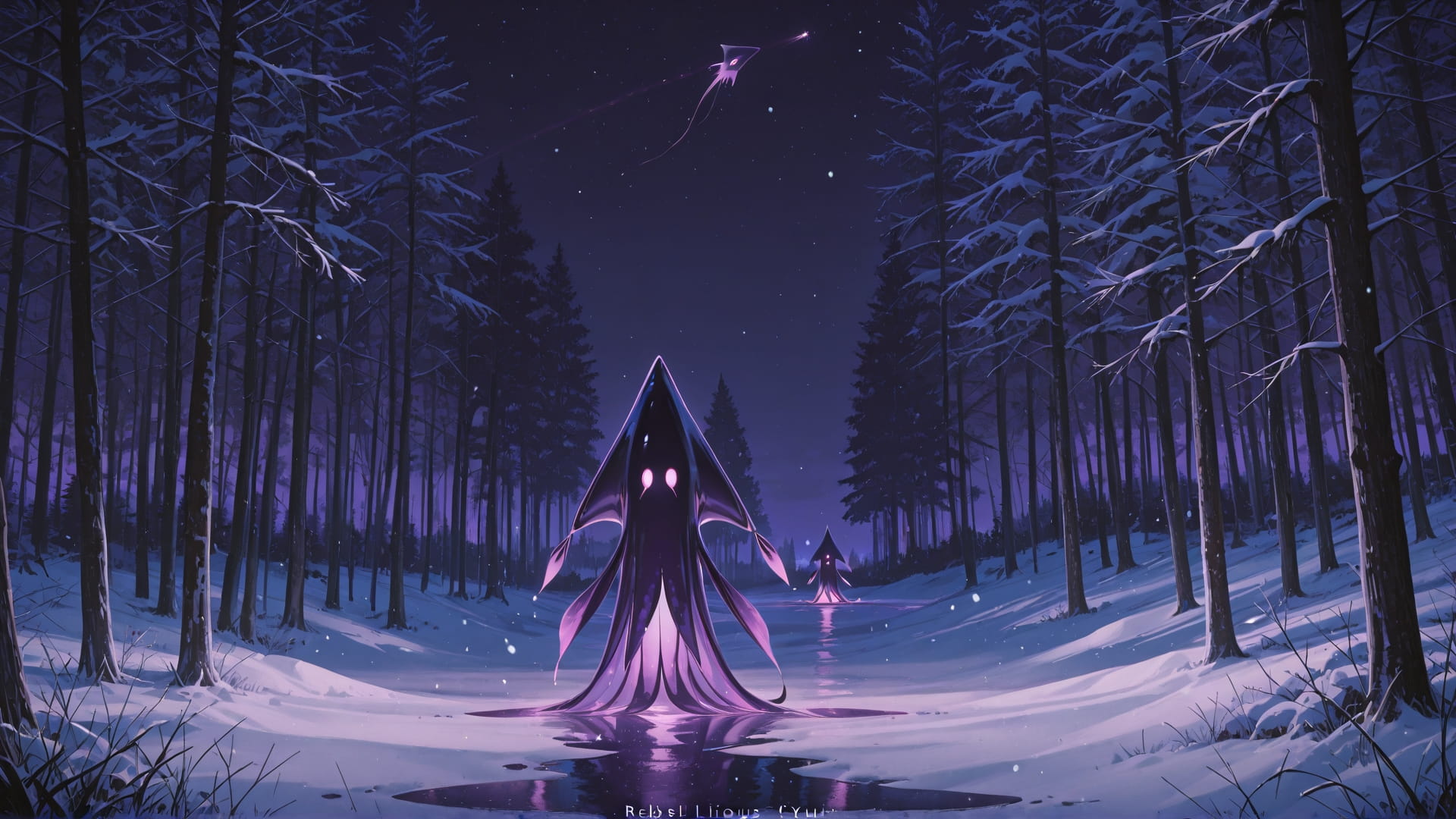 Purple Night Nature Zinegeist smartphone wallpaper free download, vertical 16:9 format, Purple, Night, Nature, Winter