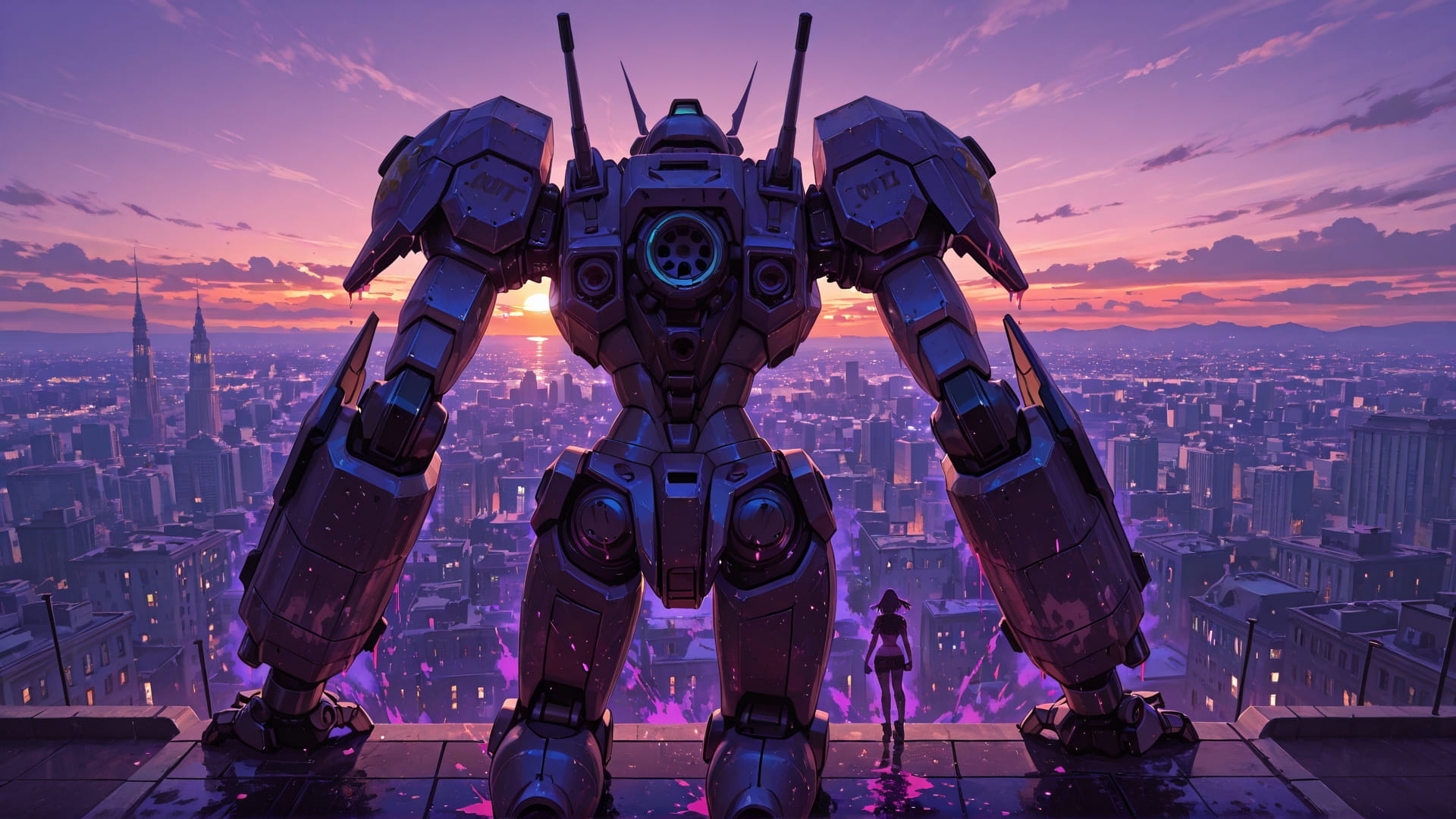 Purple Sunset City Zinegeist smartphone wallpaper free download, vertical 16:9 format, Purple, Sunset, City, Summer