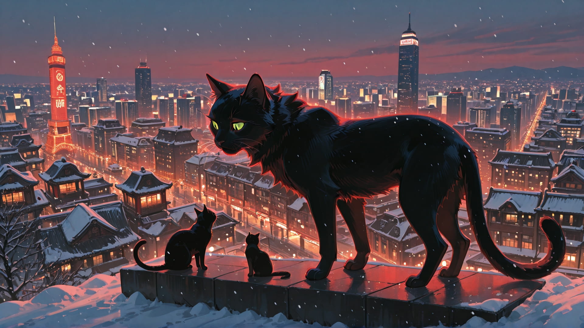 Red Afternoon City Zinegeist smartphone wallpaper free download, vertical 16:9 format, Red, Afternoon, City, Winter