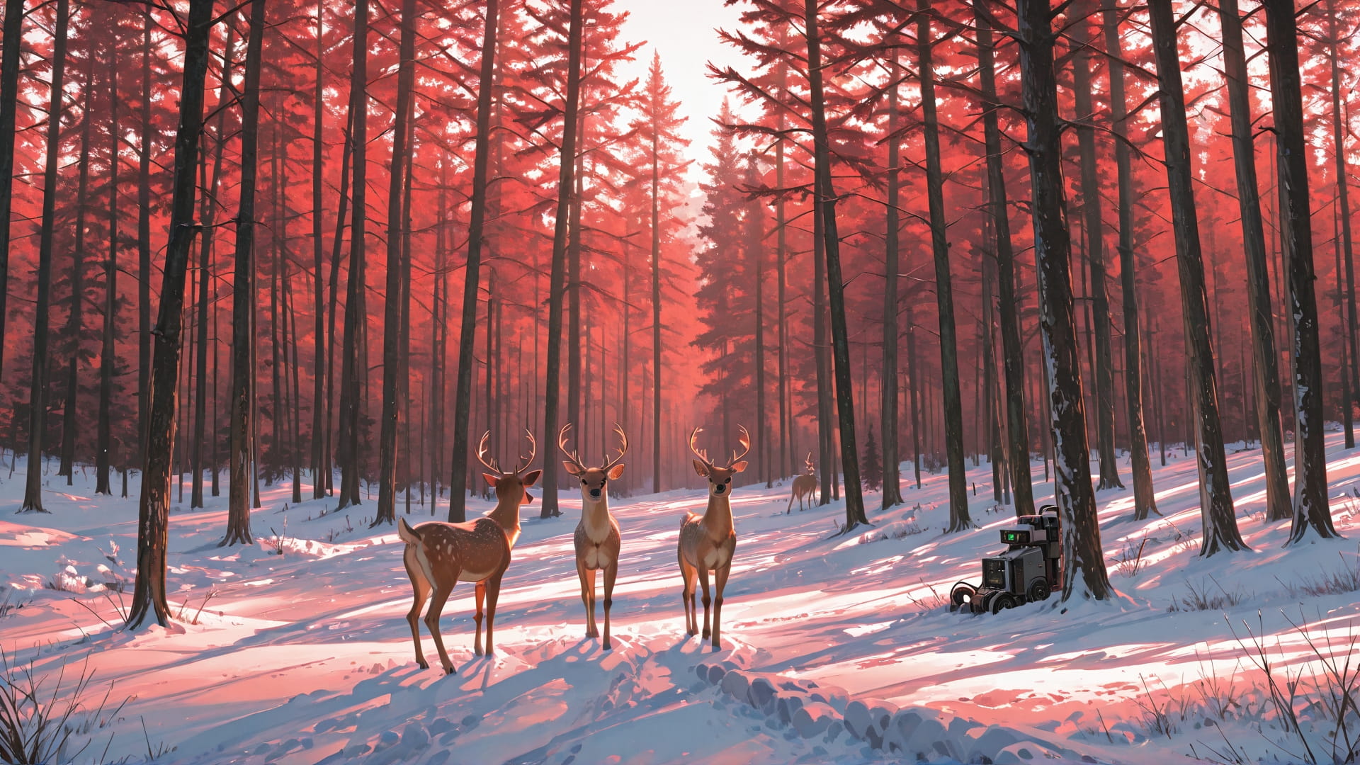 Red Afternoon Nature Zinegeist smartphone wallpaper free download, vertical 16:9 format, Red, Afternoon, Nature, Winter