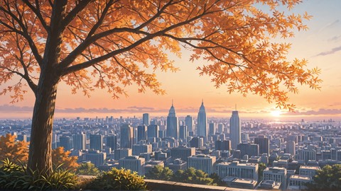 Orange Afternoon City Palm smartphone wallpaper free download, vertical 16:9 format, Orange, Afternoon, City, Spring 001