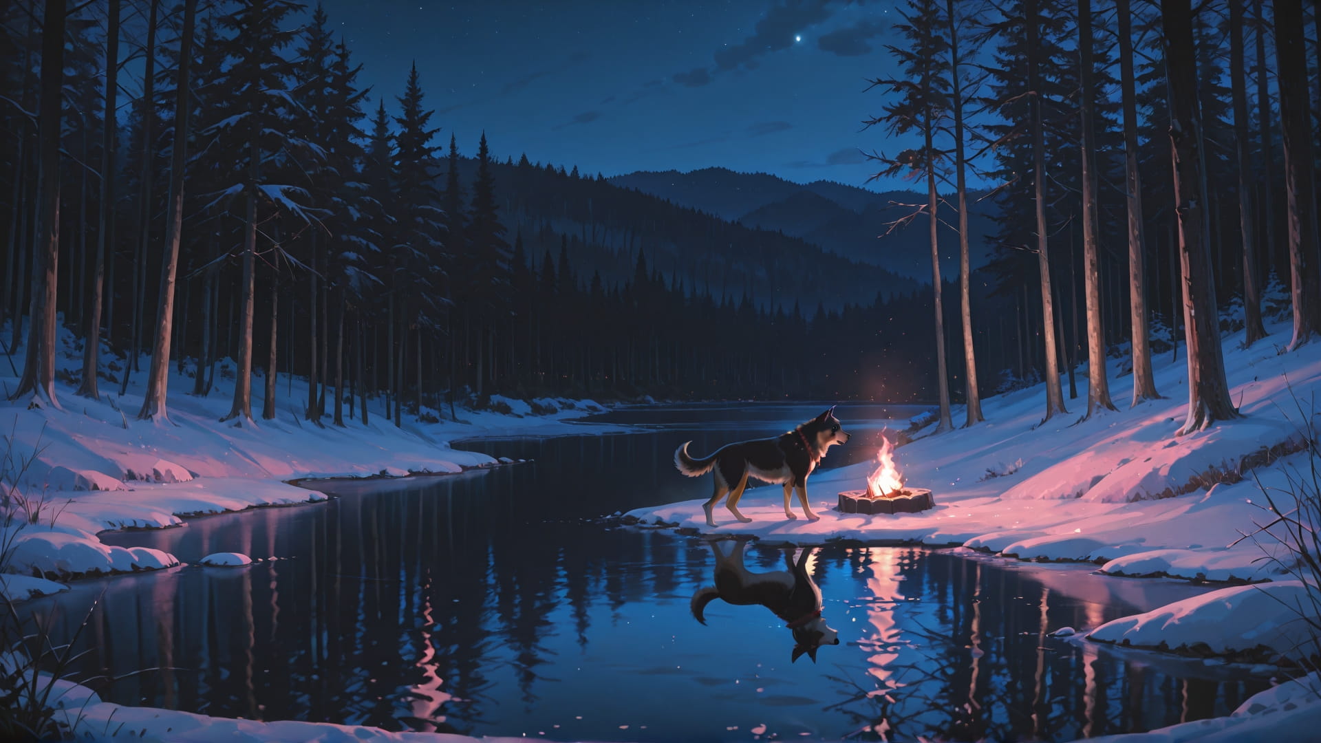 Pink Night Sea Palm smartphone wallpaper free download, vertical 16:9 format, Pink, Night, Sea, Winter