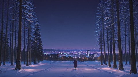 Purple Night City Palm smartphone wallpaper free download, vertical 16:9 format, Purple, Night, City, Winter 001