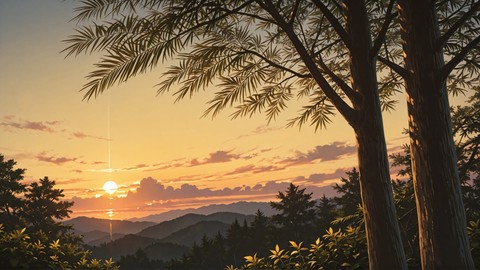 Yellow Sunset Sky Palm smartphone wallpaper free download, vertical 16:9 format, Yellow, Sunset, Sky, Summer 001