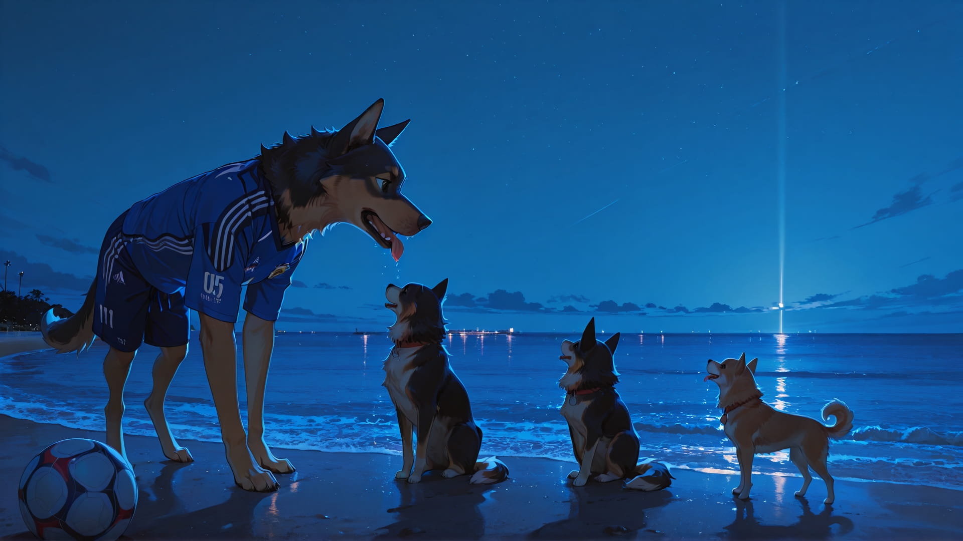 Blue Night Sea Soccer smartphone wallpaper free download, vertical 16:9 format, Blue, Night, Sea, Summer