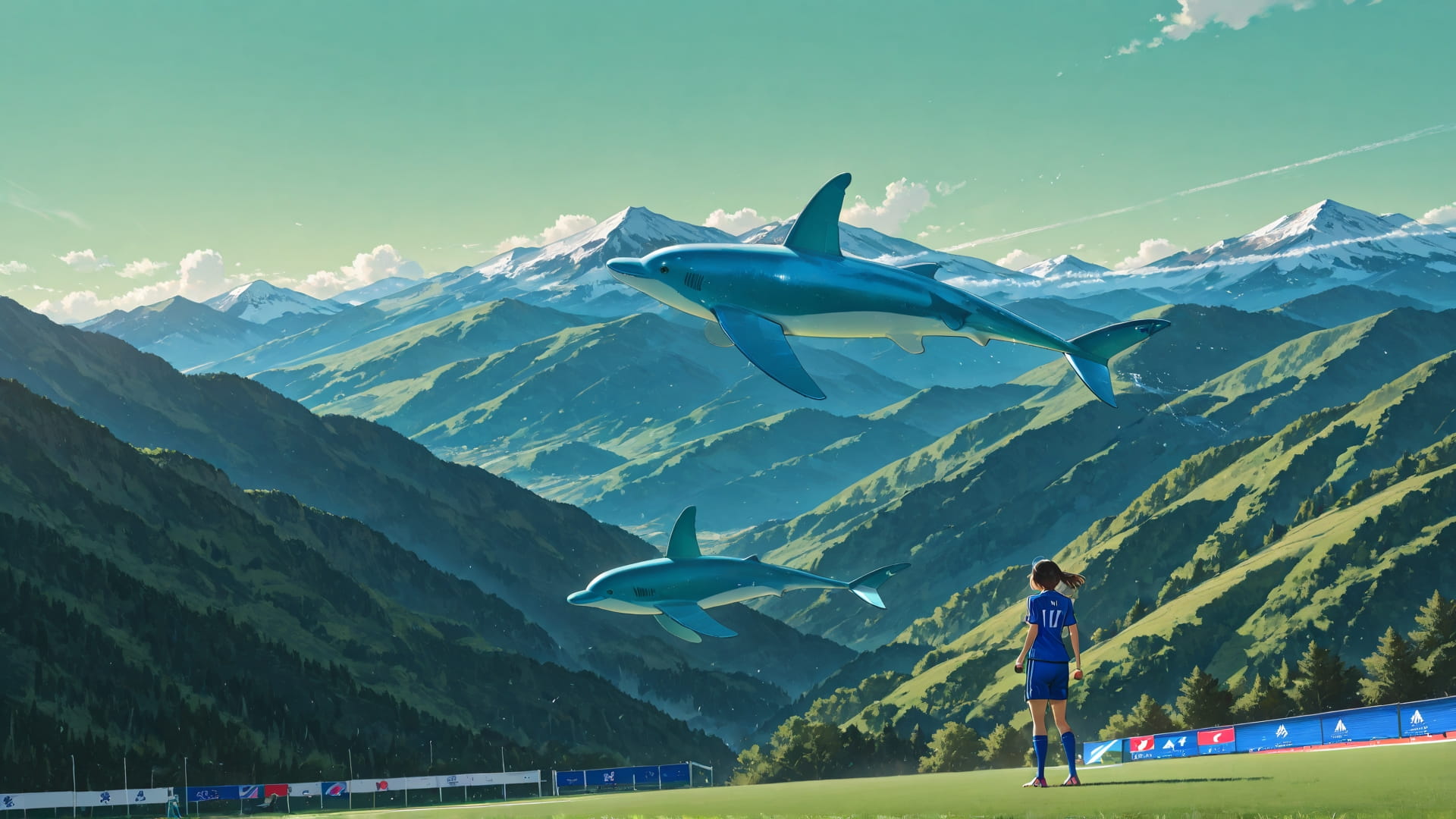 Green Afternoon Mountain Soccer smartphone wallpaper free download, vertical 16:9 format, Green, Afternoon, Mountain, Summer