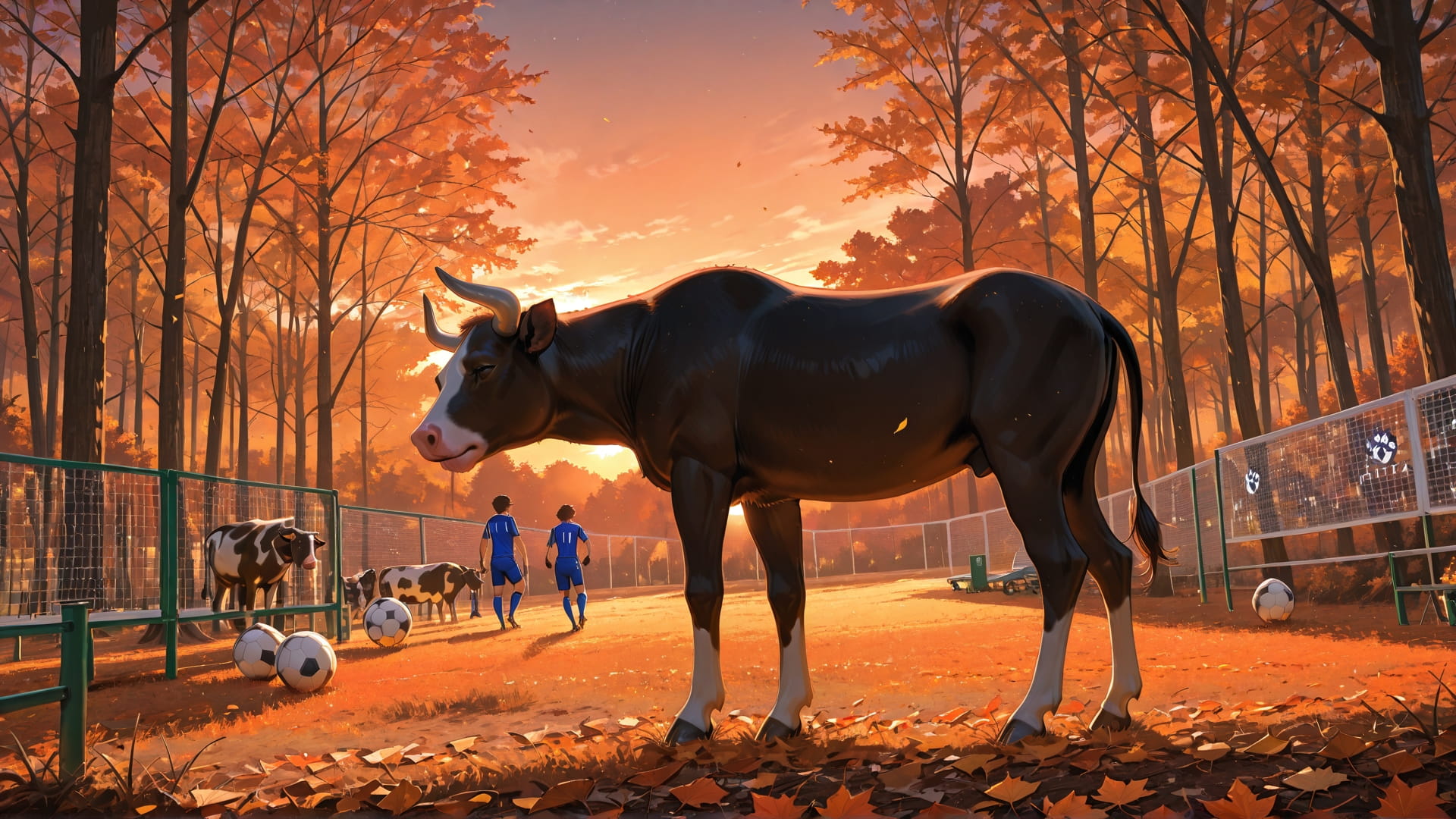 Orange Sunset Nature Soccer smartphone wallpaper free download, vertical 16:9 format, Orange, Sunset, Nature, Autumn